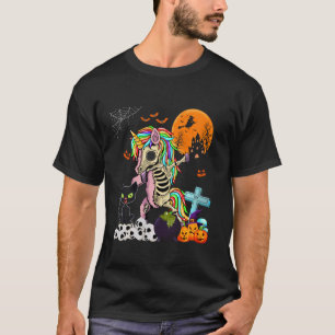 Dabbing Einhorn als Zombie Halloween-Katze auf Hor T-Shirt