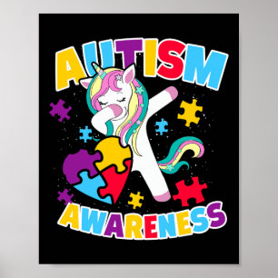 Dabbing Einhorn Autism-Bewusstsein Puzzle-Band Gif Poster