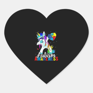 Dabbing Einhorn Autismus-Bewusstsein Kinder Mädche Herz-Aufkleber