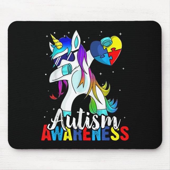 Dabbing Einhorn Autismus Bewusstsein Kinder Mädche Mousepad (Vorne)