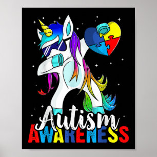Dabbing Einhorn Autismus Bewusstsein Kinder Mädche Poster