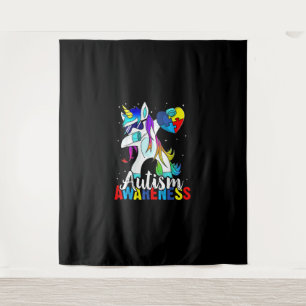 Dabbing Einhorn Autismus Bewusstsein Kinder Mädche Wandteppich