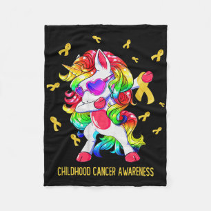 Dabbing Einhorn Goldene Schleife Bewusstsein für K Fleecedecke