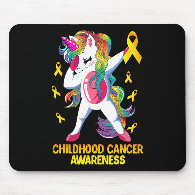 Dabbing Einhorn Kinderkrebsbewusstsein Krieger Mousepad (Vorne)