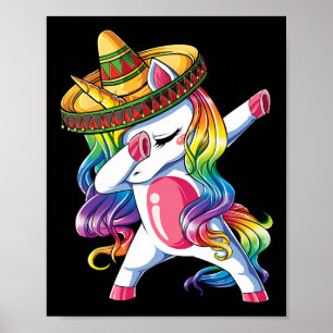 Dabbing Einhorn Lustig Cinco De Mayo Frauen Regenb Poster