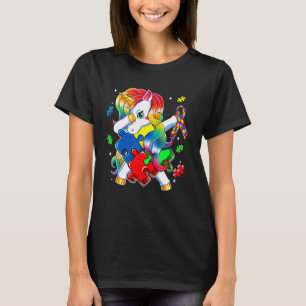 Dabbing Einhorn Puzzle Teil Autismus-Bewusstsein C T-Shirt