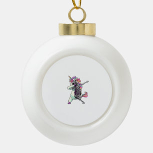 Dabbing Einhorn Skelett Halloween Mädchen Dab T-Sh Keramik Kugel-Ornament