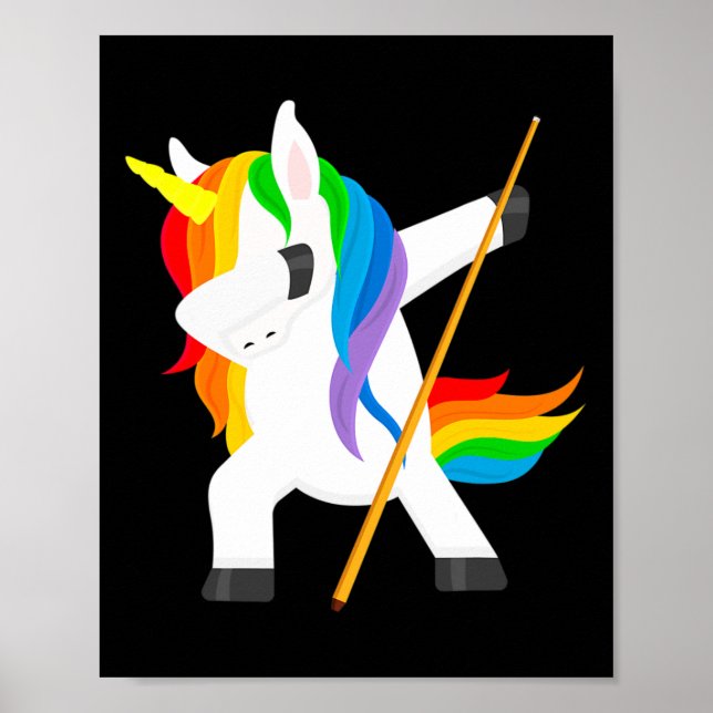 Dabbing Einhorn Spielen Billard Dab Dance Funny Poster (Vorne)