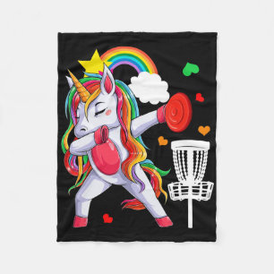 Dabbing Einhorn spielt Disc Golf Lustiger Spieler Fleecedecke