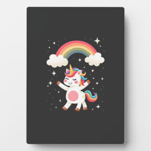 Dabbing Einhorn T-Shirt - Lustiger Dab Tanz Regenb Fotoplatte