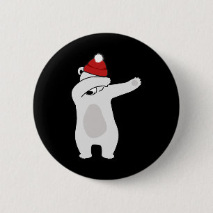 Dabbing Eisbär Weihnachtsferien Winter Button