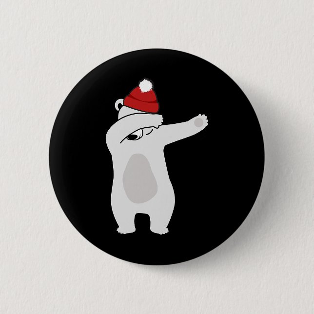 Dabbing Eisbär Weihnachtsferien Winter Button (Vorderseite)