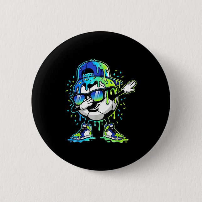 Dabbing Eiscreme Streusel Fußball Tropf Jungen Kin Button (Vorderseite)