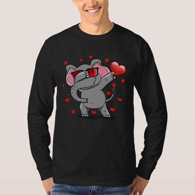 Dabbing Elephant Sunglasses Valentine s Day Heart  T-Shirt (Vorderseite)