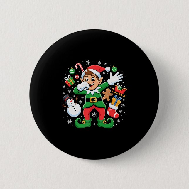 Dabbing Elf Friends Xmas Boys Girls Dabbing Christ Button (Vorderseite)