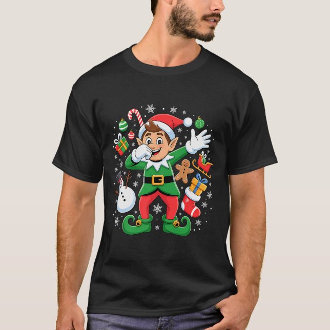 Dabbing Elf Friends Xmas Boys Girls Dabbing Christ T-Shirt (Vorderseite)