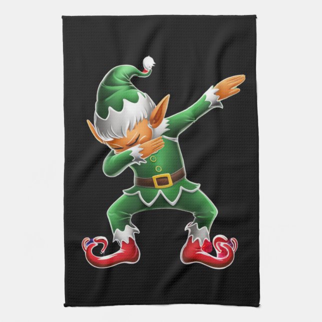 Dabbing Elf Kostüme Weihnachtsfeier Weihnachtsfeie Geschirrtuch (Vertikal)