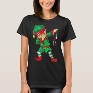 Dabbing Elf mit Stethoskop-Krankenschwester T-Shirt