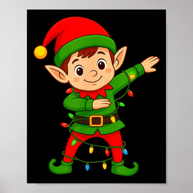 Dabbing Elf Shirt Costume Christmas Squad Men Boy  Poster (Vorne)