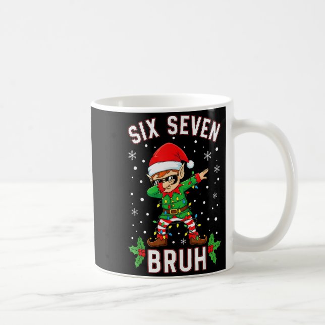 Dabbing Elf Six Seven Bruh Christmas 67 Meme Xmas  Kaffeetasse (Rechts)