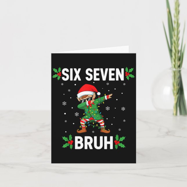 Dabbing Elf Six Seven Bruh Christmas 67 Meme Xmas  Karte (Vorderseite)