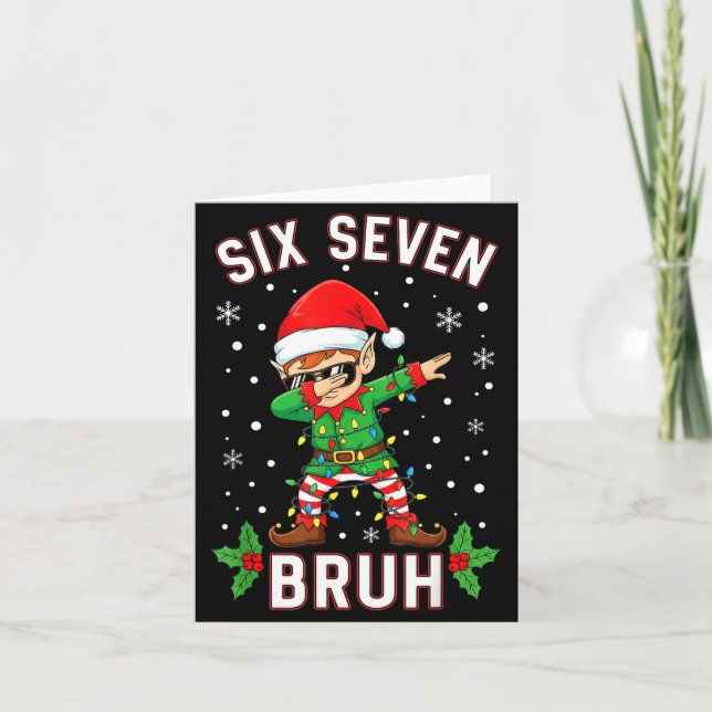 Dabbing Elf Six Seven Bruh Christmas 67 Meme Xmas  Karte (Vorderseite)