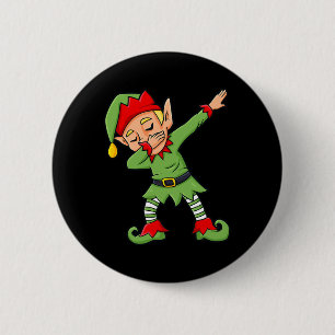 Dabbing Elf Spaß Weihnachtsmänner Mädchen Kinder a Button