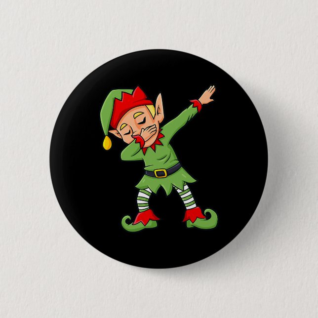 Dabbing Elf Spaß Weihnachtsmänner Mädchen Kinder a Button (Vorderseite)