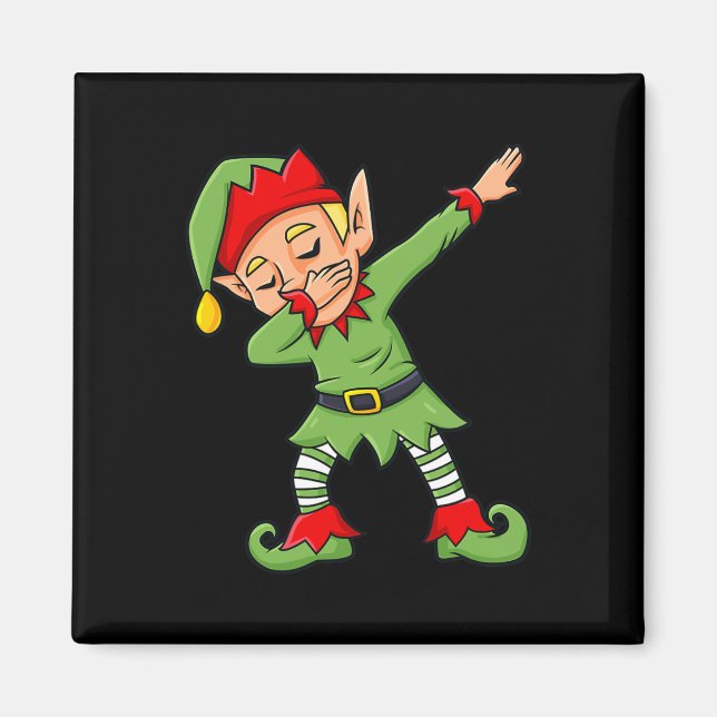 Dabbing Elf Spaß Weihnachtsmänner Mädchen Kinder a Magnet (Vorne)