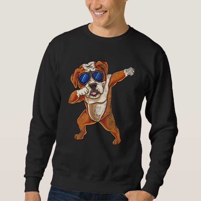 Dabbing English Bulldog Dog Kids Bulldog Sweatshirt (Vorderseite)