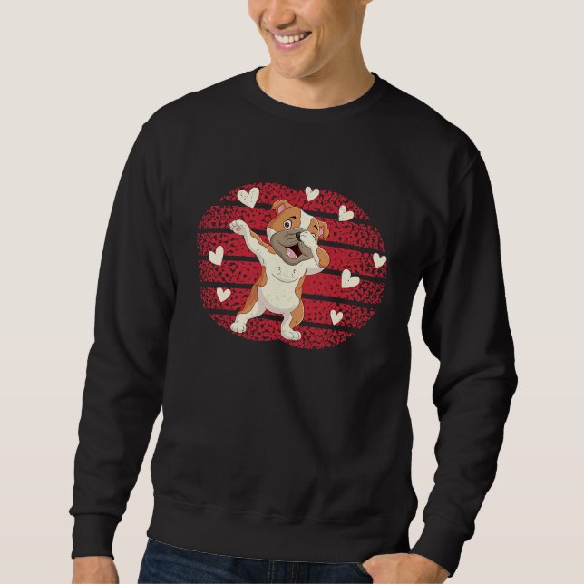 Dabbing English Bulldog Heart Valentine's Day Love Sweatshirt (Vorderseite)