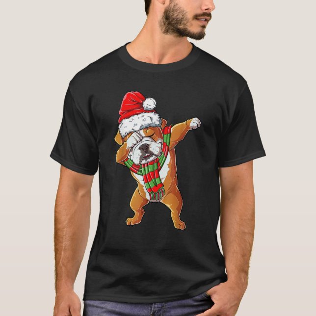 Dabbing English Bulldog Weihnachtsgeschenke Kinder T-Shirt (Vorderseite)
