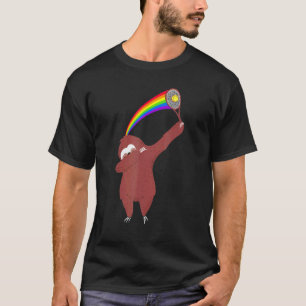 Dabbing Faultier Tennisspieler Regenbogen Tennis T-Shirt
