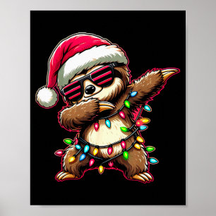 Dabbing Faultier Weihnachten für Kinder Jungen Mäd Poster