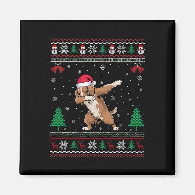 Dabbing Field Spaniel Hund Weihnachtsmannmütze Boy Magnet (Vorne)