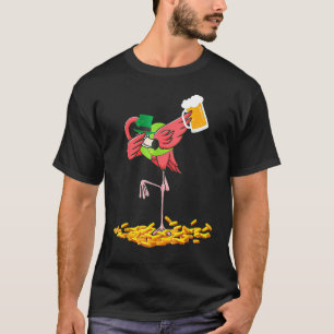Dabbing Flamingo Drink Beer St Patrick's Day Irish T-Shirt
