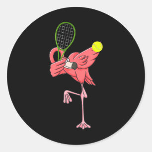 Dabbing Flamingo Tennis Tennis Player Flamingo Runder Aufkleber