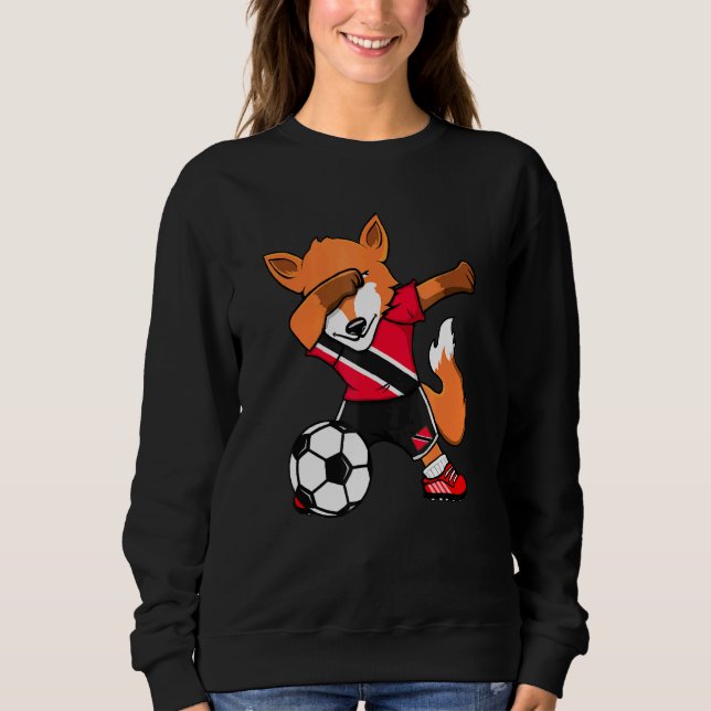 Dabbing Fox Trinidad und Tobago Soccer Fans Jersey Sweatshirt (Vorderseite)