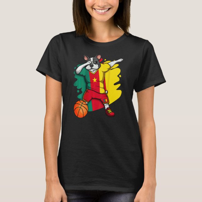 Dabbing Französisch Bulldog Cameroon Basketball Fa T-Shirt (Vorderseite)