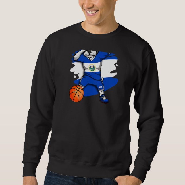 Dabbing Französisch Bulldog El Salvador Basketball Sweatshirt (Vorderseite)