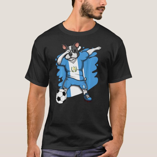 Dabbing Französisch Bulldog Guatemala Fußball Fan  T-Shirt (Vorderseite)