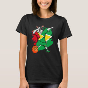 Dabbing Französisch Bulldog Guyana Basketball Fan T-Shirt