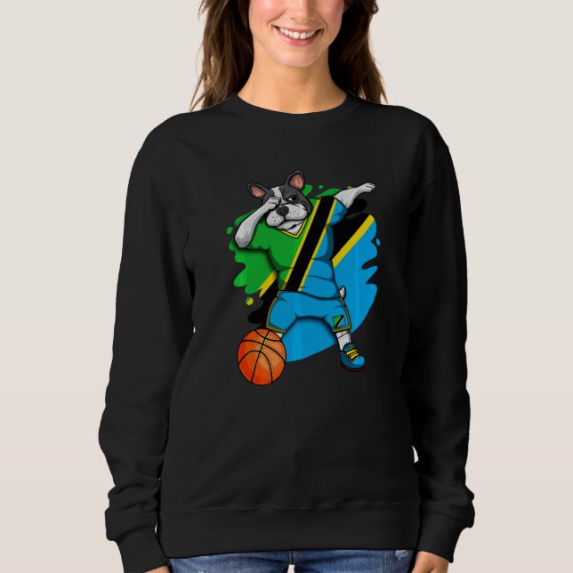 Dabbing Französisch Bulldog Tansania Basketball Fa Sweatshirt (Vorderseite)