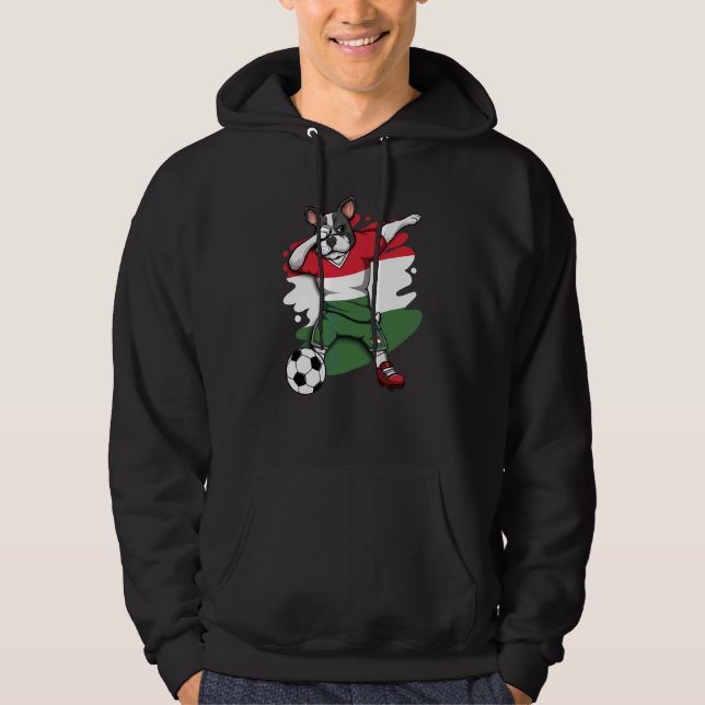 Dabbing Französisch Bulldog Ungarn Fußball Fans Je Hoodie (Vorderseite)