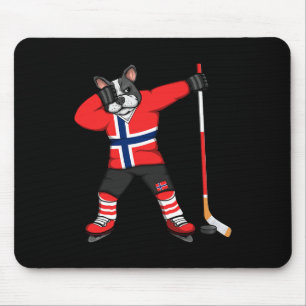 Dabbing Französische Bulldogge Norwegen Eishockeyf Mousepad