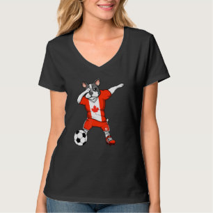 Dabbing French Bulldog Canada Soccer Fans Jersey F T-Shirt