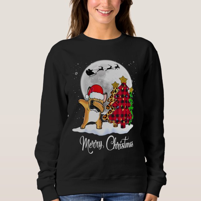 Dabbing French Bulldog Dab Dog Weihnachtsbaum Weih Sweatshirt (Vorderseite)