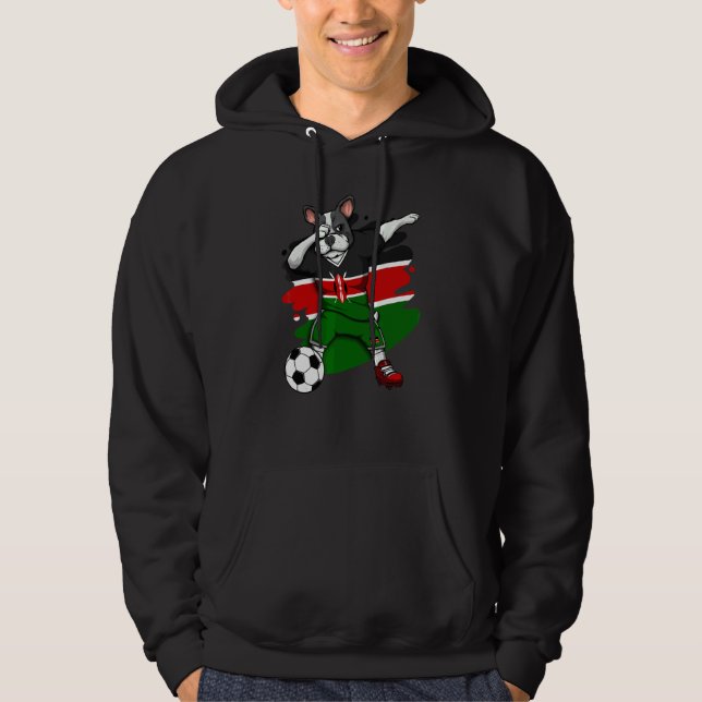Dabbing French Bulldog Kenya Soccer Fans Jersey Fo Hoodie (Vorderseite)