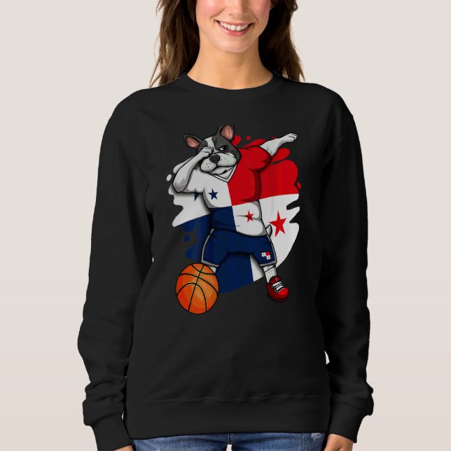 Dabbing French Bulldog Panama Basketball Fan Jerse Sweatshirt (Vorderseite)