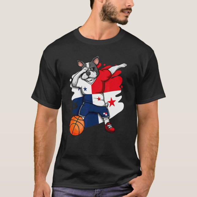 Dabbing French Bulldog Panama Basketball Fan Jerse T-Shirt (Vorderseite)